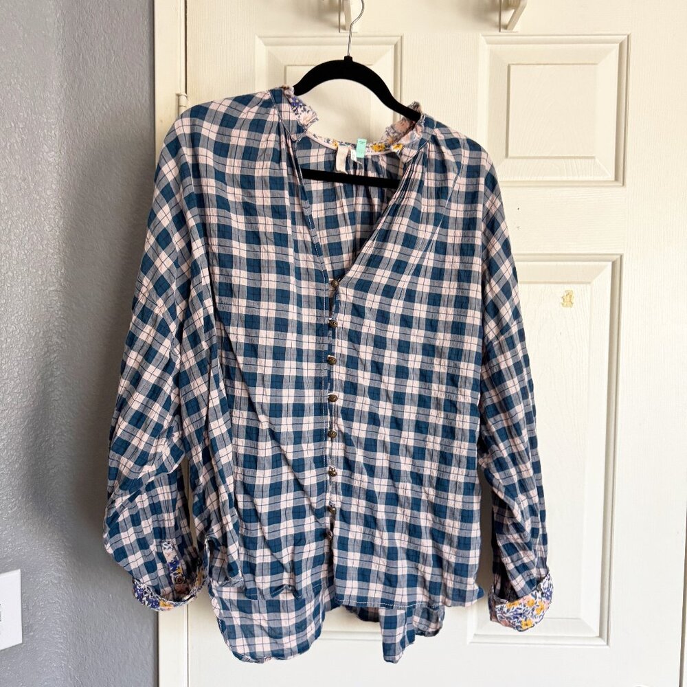 Anthropologie Pilcro Plaid Button Up Top Size 2x